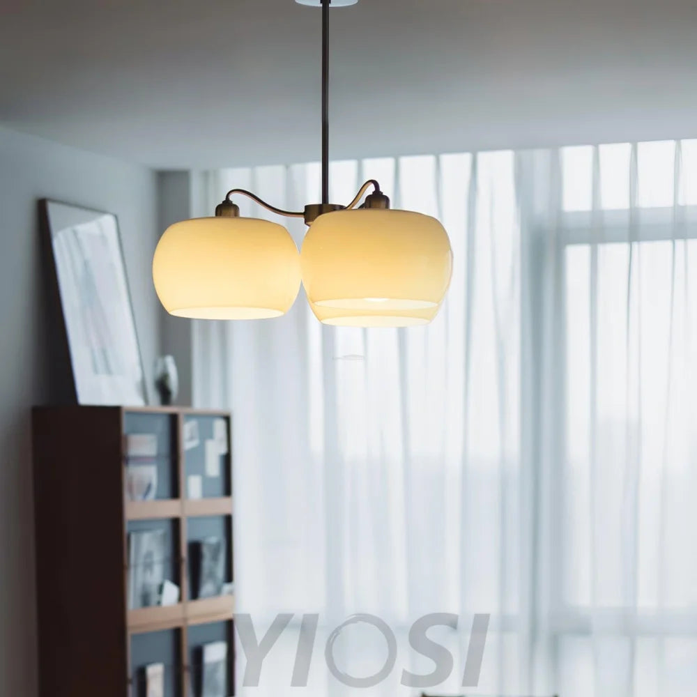 Nickel Glass Persimmon Chandelier with 3/5 heads - Glass Chandelier, Optimized, Persimmon-1-Yiosilamp