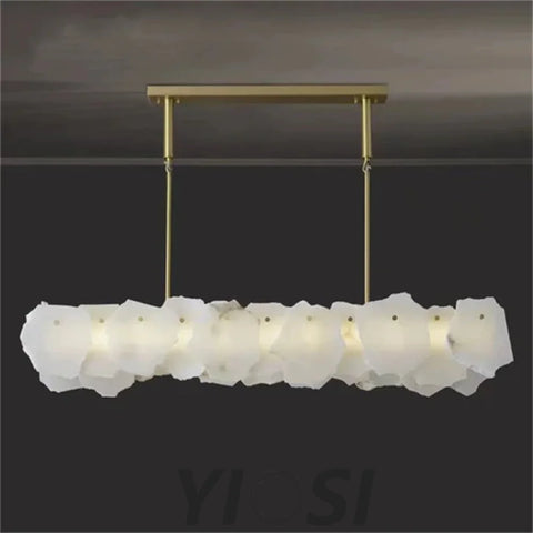 Noah Alabaster Modern Snowflake Linear Chandelier Chandelier