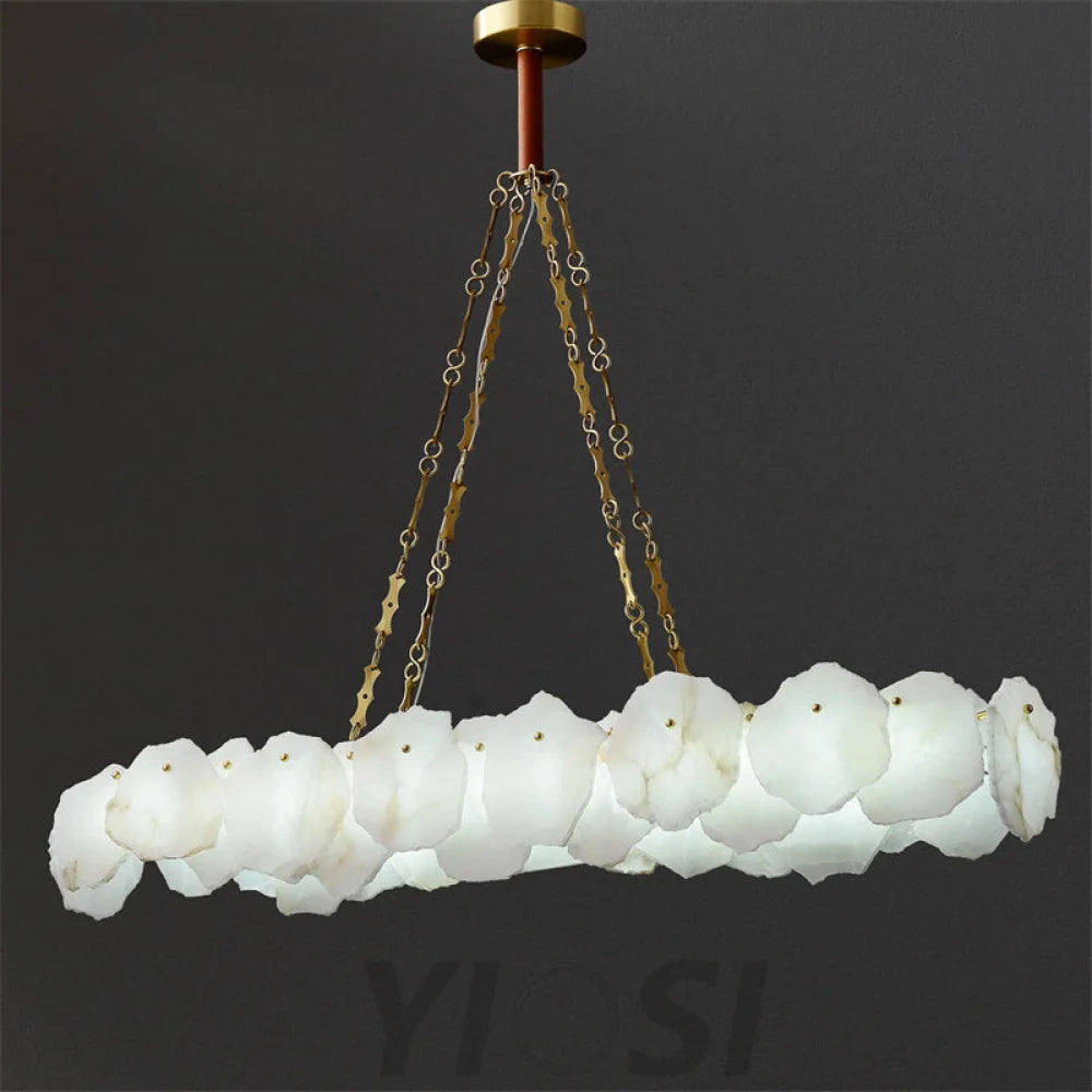 Noah Alabaster Modern Snowflake Linear Chandelier With Chain Chandelier