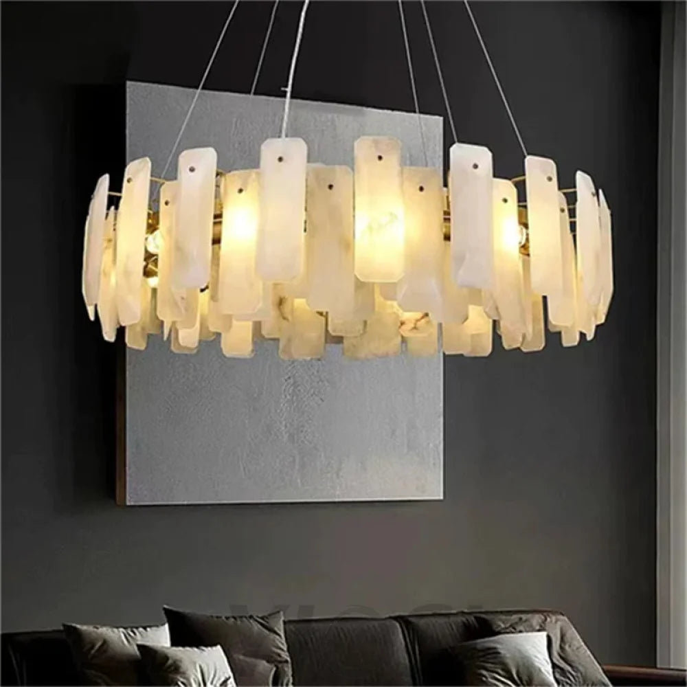 Noah Alabaster Round Chandelier Chandelier