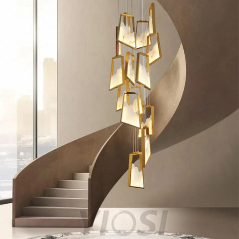 Noelle Modern Luxury Gold Real Alabaster Chandelier Chandeliers