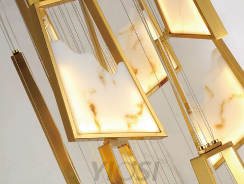 Noelle Modern Luxury Gold Real Alabaster Chandelier Chandeliers