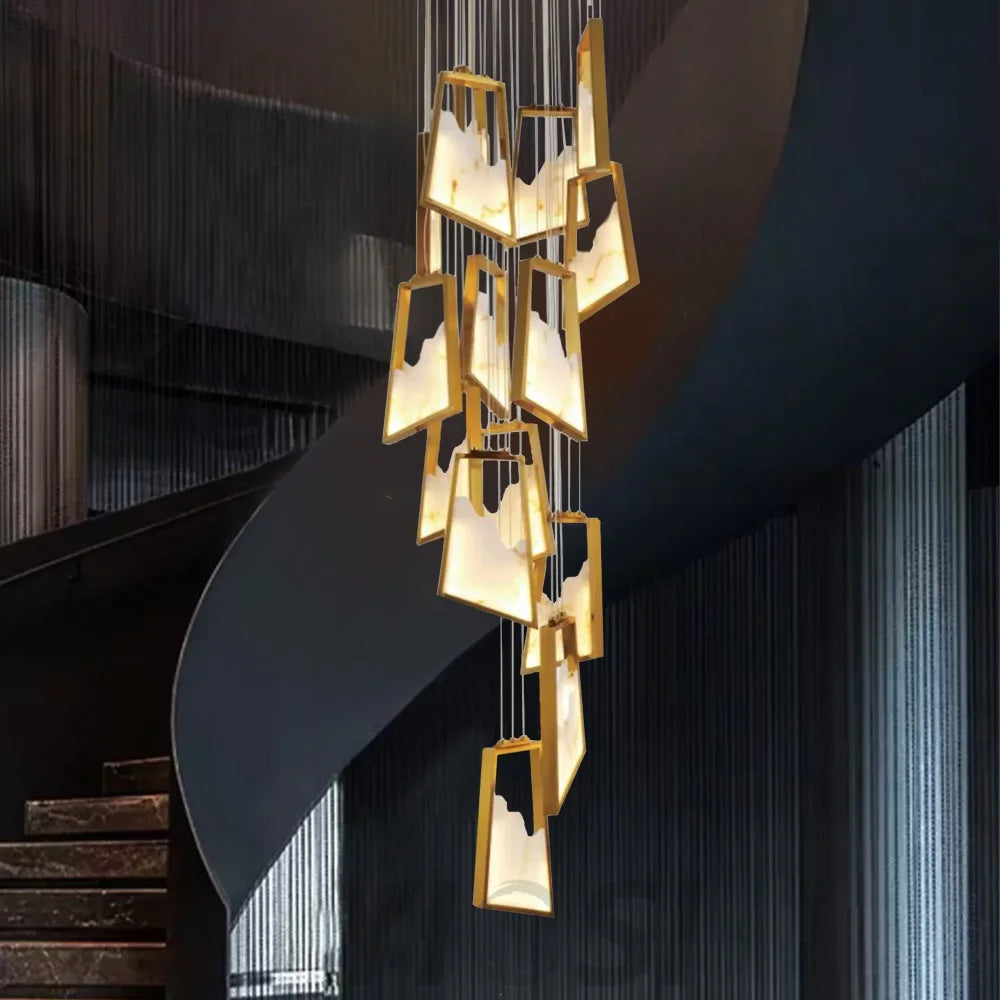 Noelle Modern Luxury Gold Real Alabaster Chandelier Chandeliers