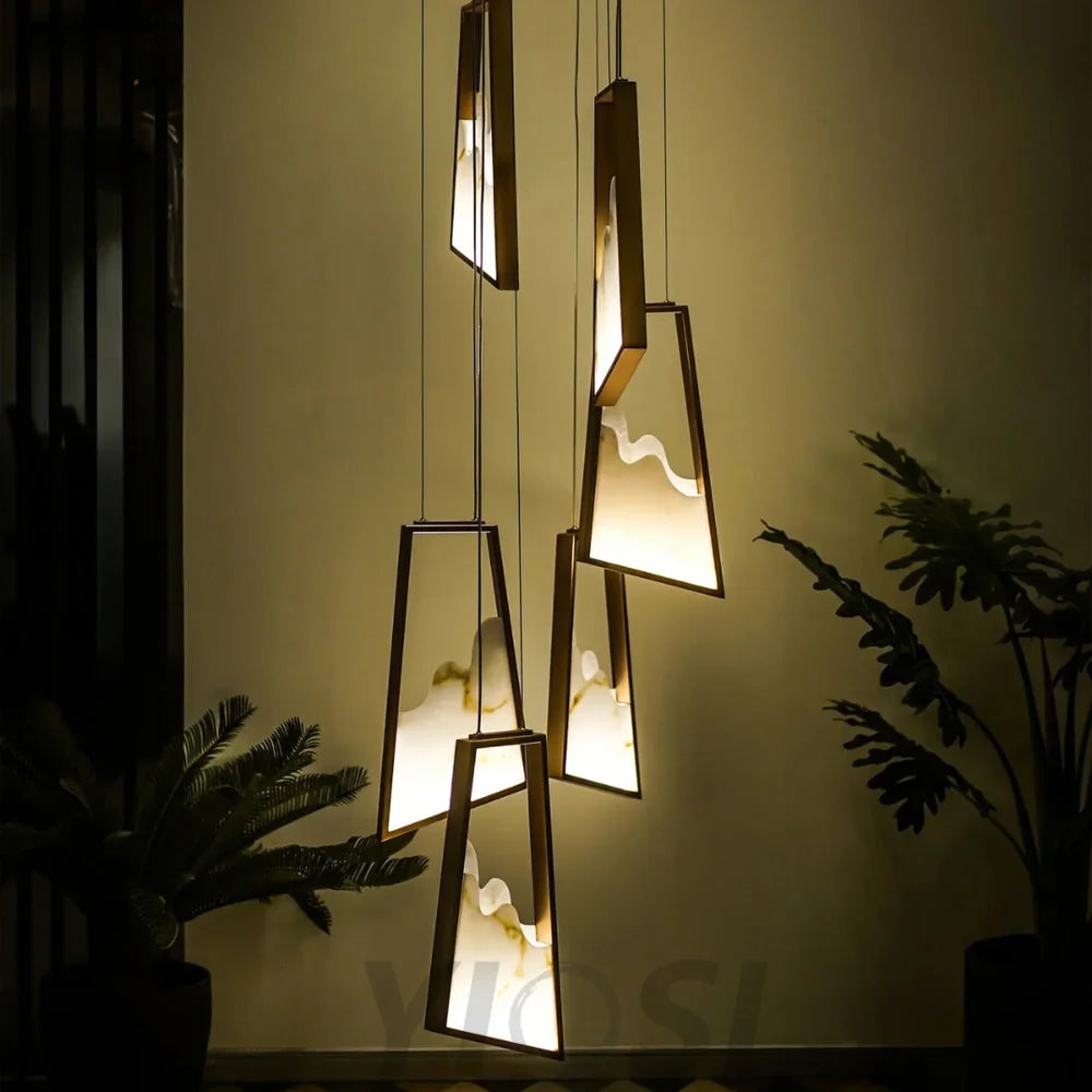 Noelle Modern Luxury Gold Real Alabaster Chandelier Chandeliers