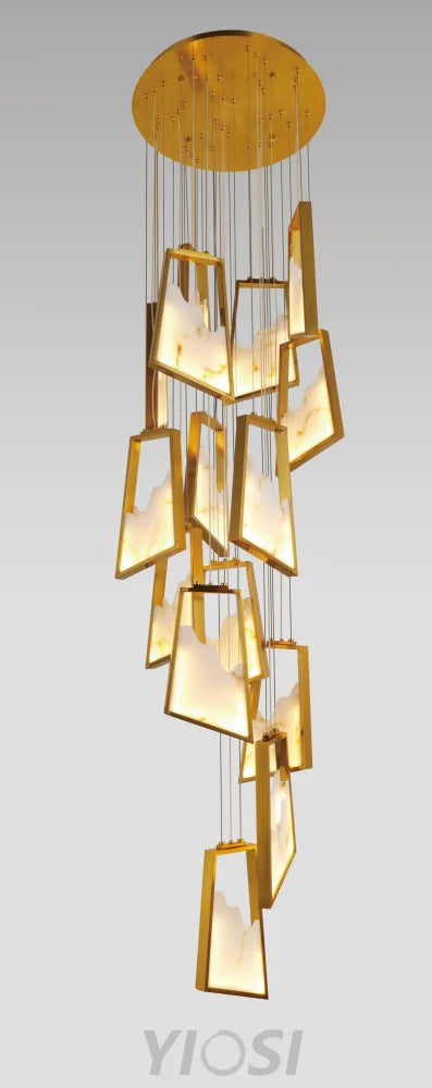 Noelle Modern Luxury Gold Real Alabaster Chandelier Chandeliers