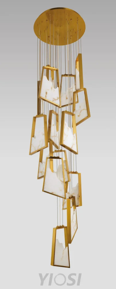 Noelle Modern Luxury Gold Real Alabaster Chandelier Chandeliers