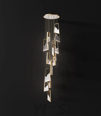 Noelle Modern Luxury Gold Real Alabaster Chandelier Chandeliers