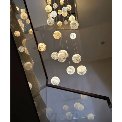 Nordic Planet Creative Long Pendant Chandelier For Staircase/Foyer/High-Ceiling Hallway Chandeliers