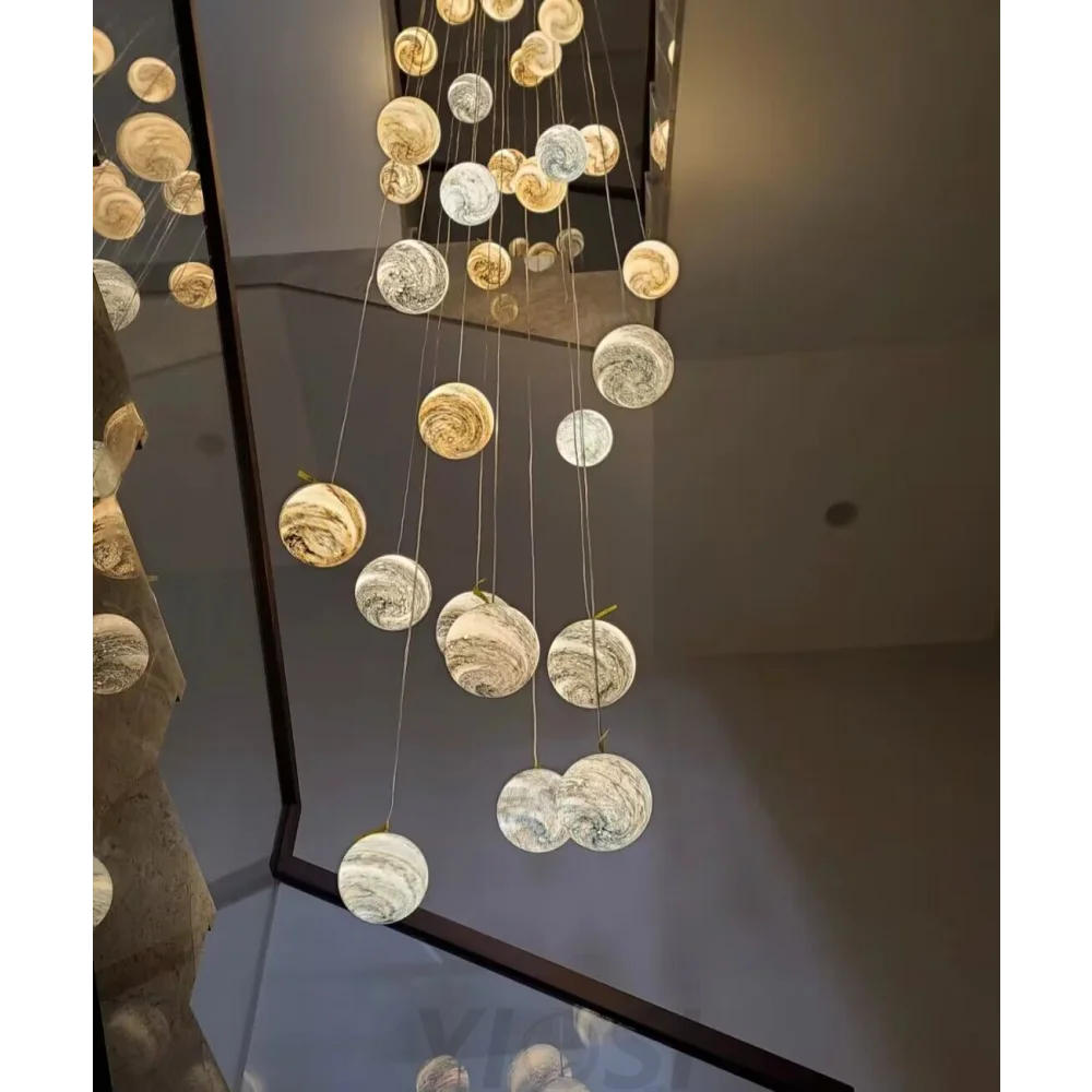 Nordic Planet Creative Long Pendant Chandelier For Staircase/Foyer/High-Ceiling Hallway Chandeliers