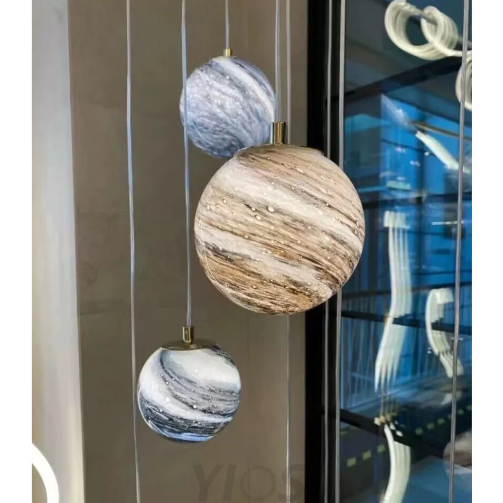 Nordic Planet Creative Long Pendant Chandelier For Staircase/Foyer/High-Ceiling Hallway Chandeliers