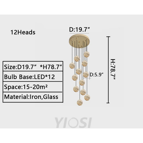 D19.7"*H78.7" chandelier,chandeliers,sky,star,stairs,staircase,spiral staircase,long,extra large,large,huge,big,oversize
