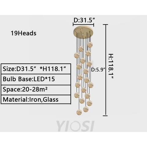 D31.5"*H118.1" chandelier,chandeliers,sky,star,stairs,staircase,spiral staircase,long,extra large,large,huge,big,oversize
