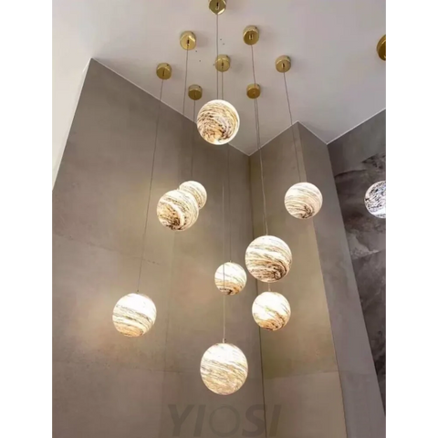 Nordic Planet Creative Long Pendant Chandelier For Staircase/Foyer/High-Ceiling Hallway Chandeliers