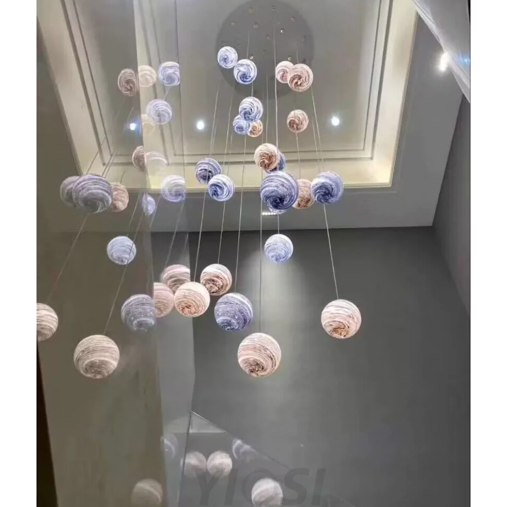 Nordic Planet Creative Long Pendant Chandelier For Staircase/Foyer/High-Ceiling Hallway Chandeliers