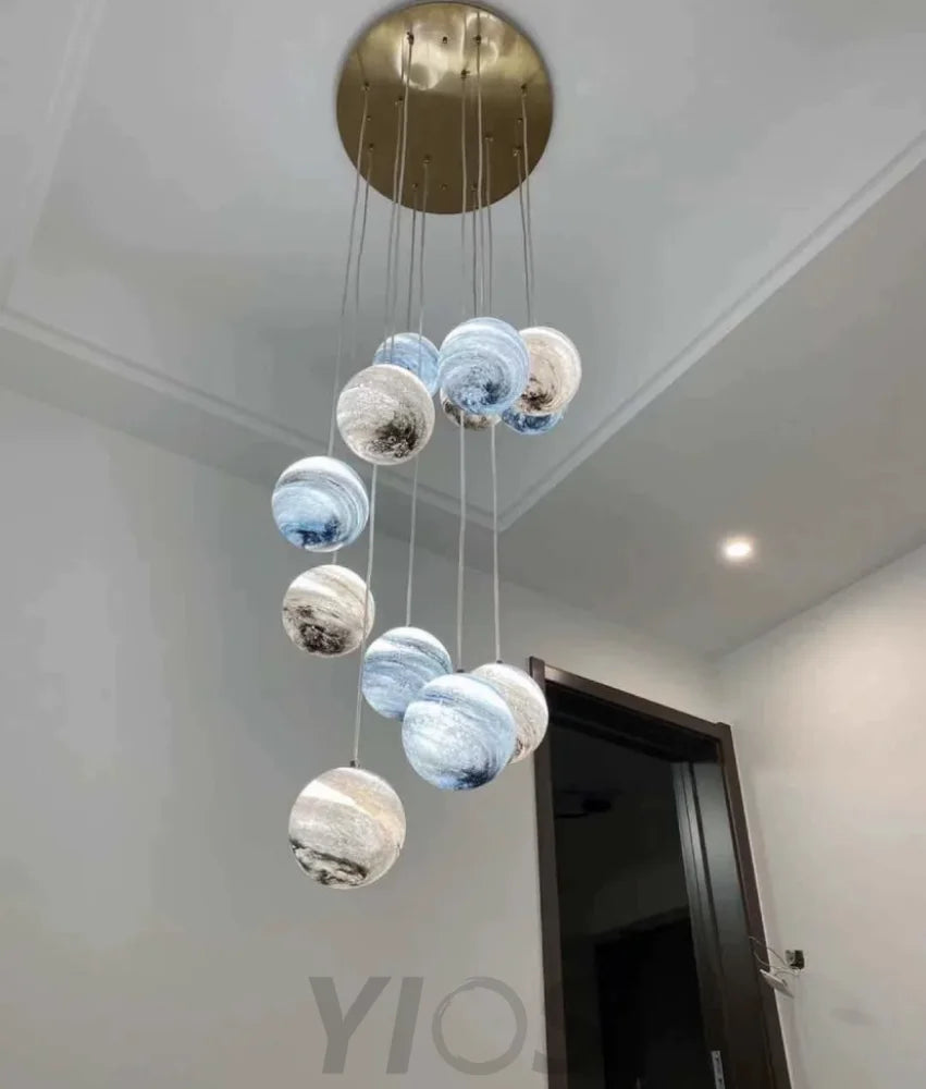 Nordic Planet Creative Long Pendant Chandelier For Staircase/Foyer/High-Ceiling Hallway Chandeliers