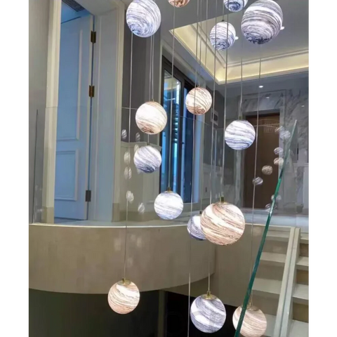 Nordic Planet Creative Long Pendant Chandelier For Staircase/Foyer/High-Ceiling Hallway Chandeliers