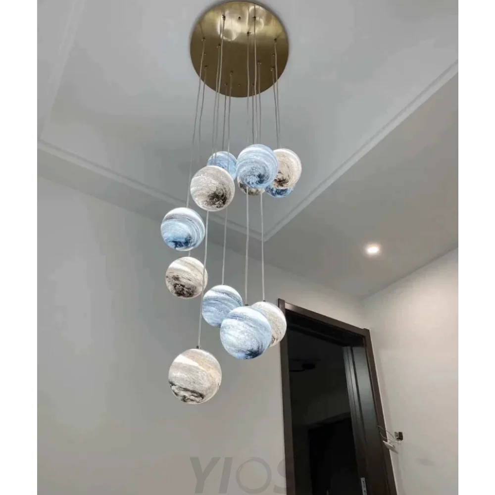 Nordic Planet Creative Long Pendant Chandelier For Staircase/Foyer/High-Ceiling Hallway Chandeliers