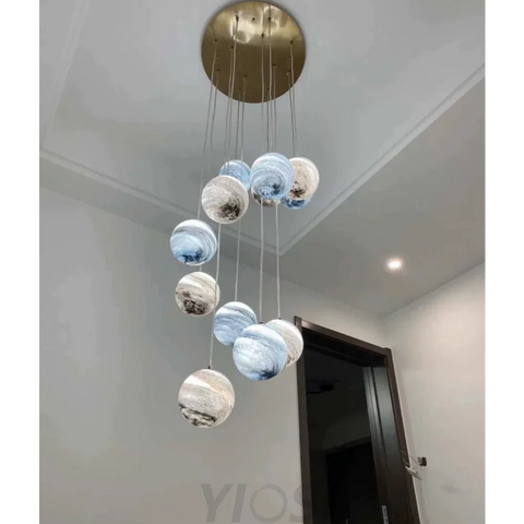 Nordic Planet Creative Long Pendant Chandelier For Staircase/Foyer/High-Ceiling Hallway Chandeliers
