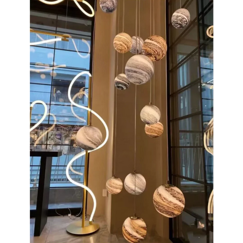 Nordic Planet Creative Long Pendant Chandelier For Staircase/Foyer/High-Ceiling Hallway Chandeliers
