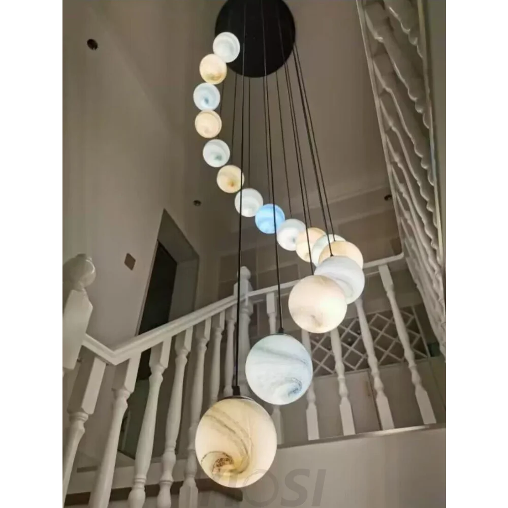 Nordic Planet Creative Long Pendant Chandelier For Staircase/Foyer/High-Ceiling Hallway Chandeliers