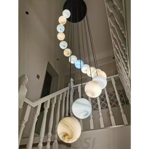 Nordic Planet Creative Long Pendant Chandelier For Staircase/Foyer/High-Ceiling Hallway Chandeliers