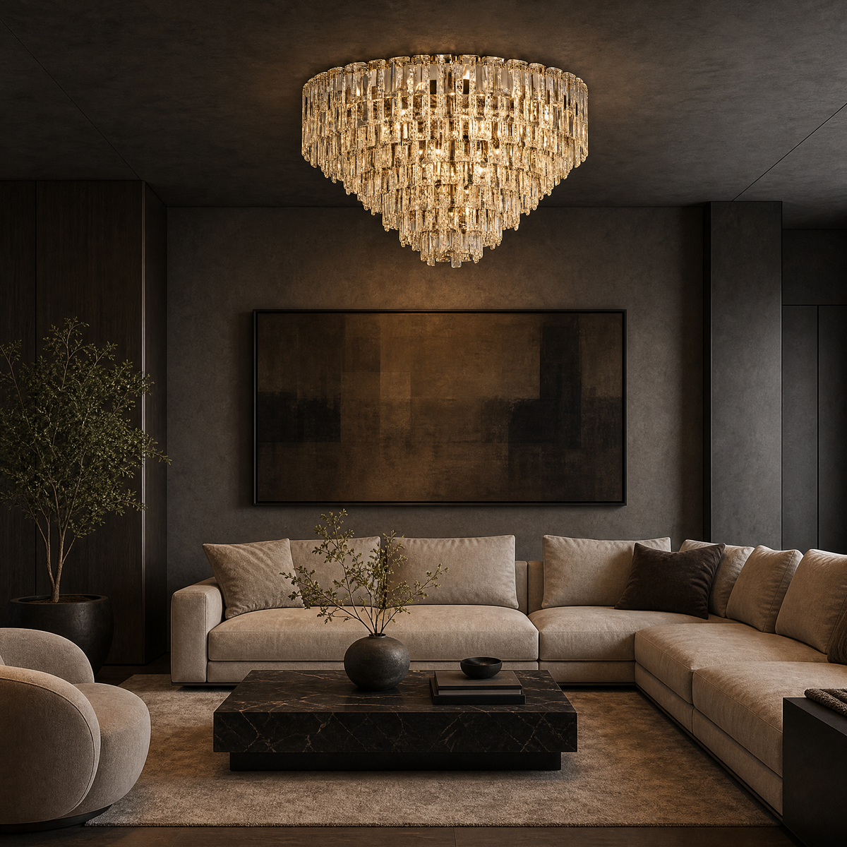 Notturno Crystal Flush Pendant Light