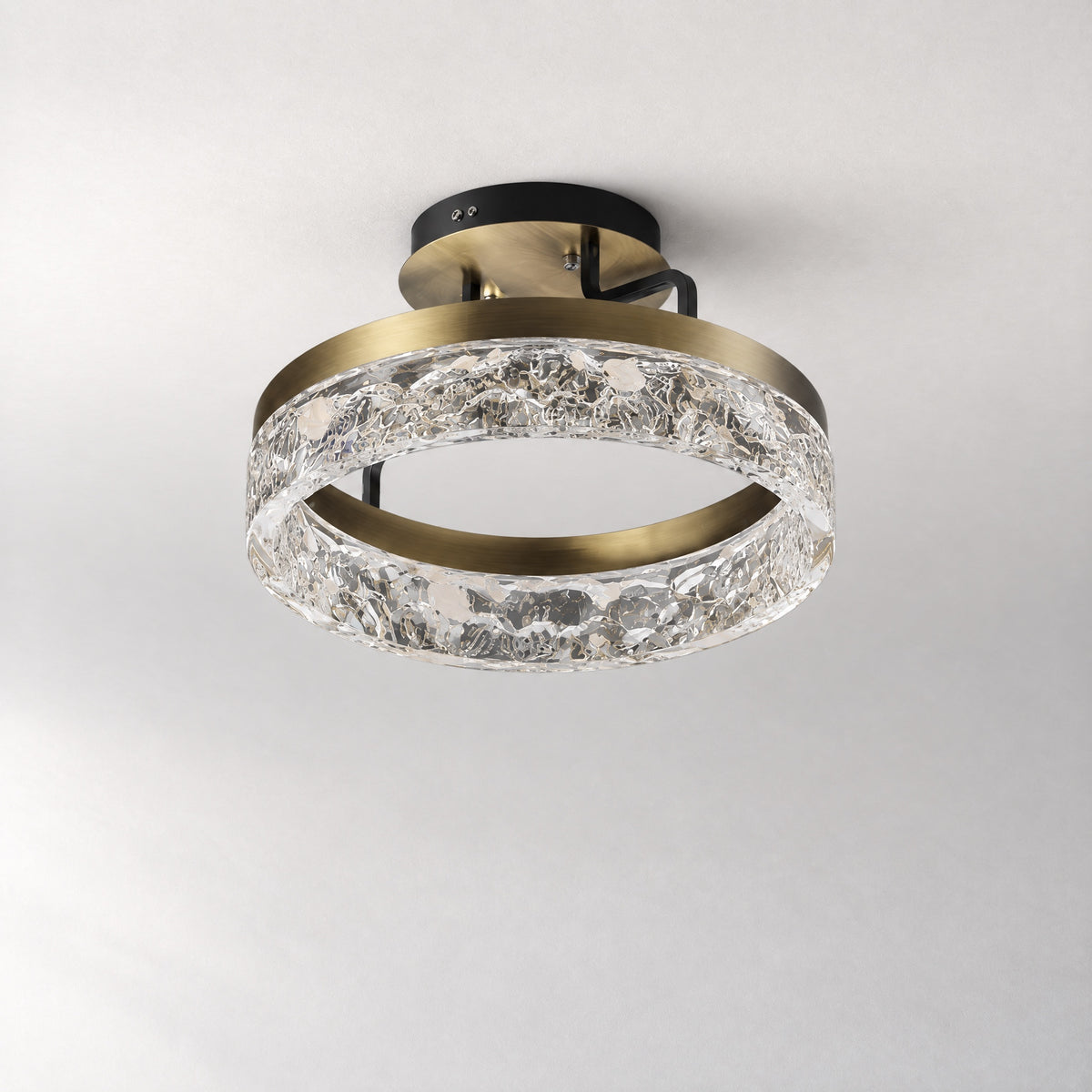 Ocean Star Modern Crystal Flush Mount Ceiling Light – lights off