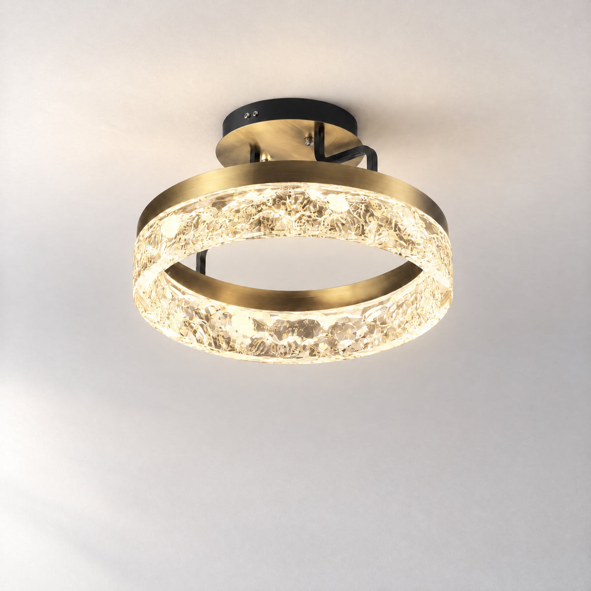 Ocean Star Modern Crystal Flush Mount Ceiling Light – lights on