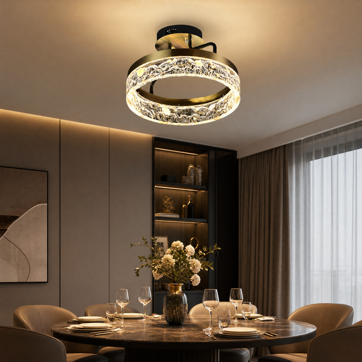 Ocean Star Modern Crystal Flush Mount Ceiling Light - main