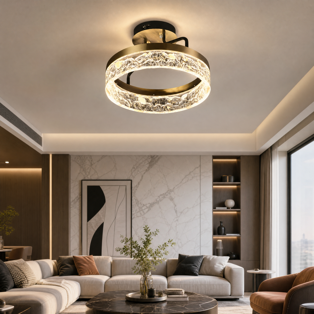 Ocean Star Modern Crystal Flush Mount Ceiling Light - scene