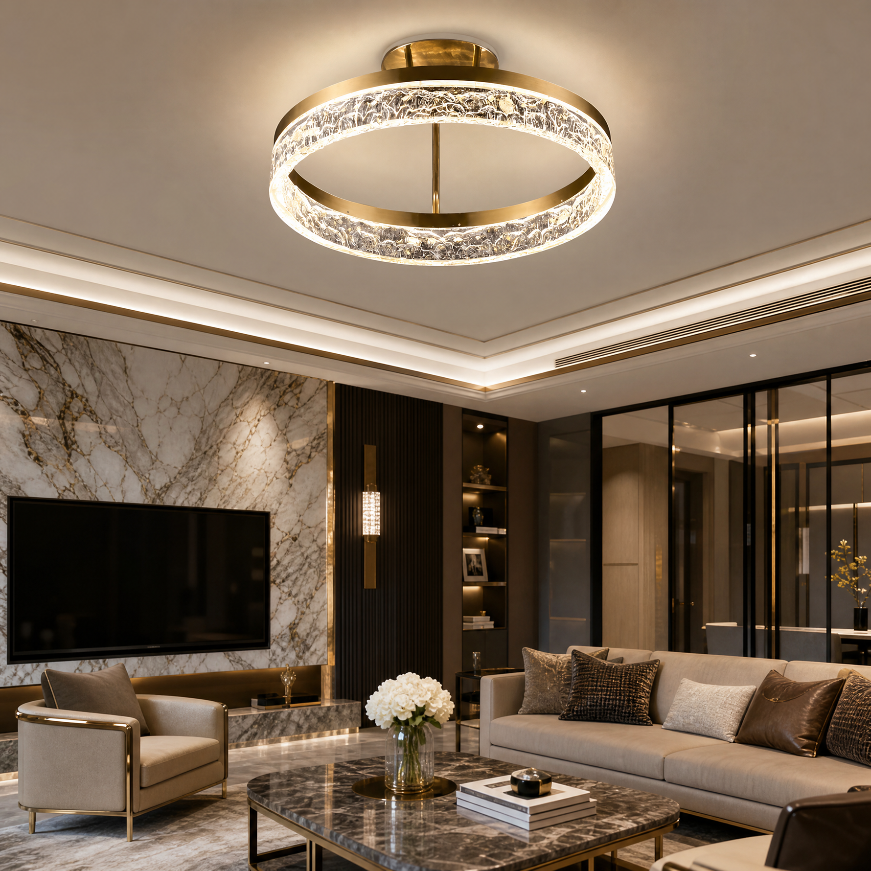 Ocean Star Modern Crystal Flush Mount Ceiling Light - scene
