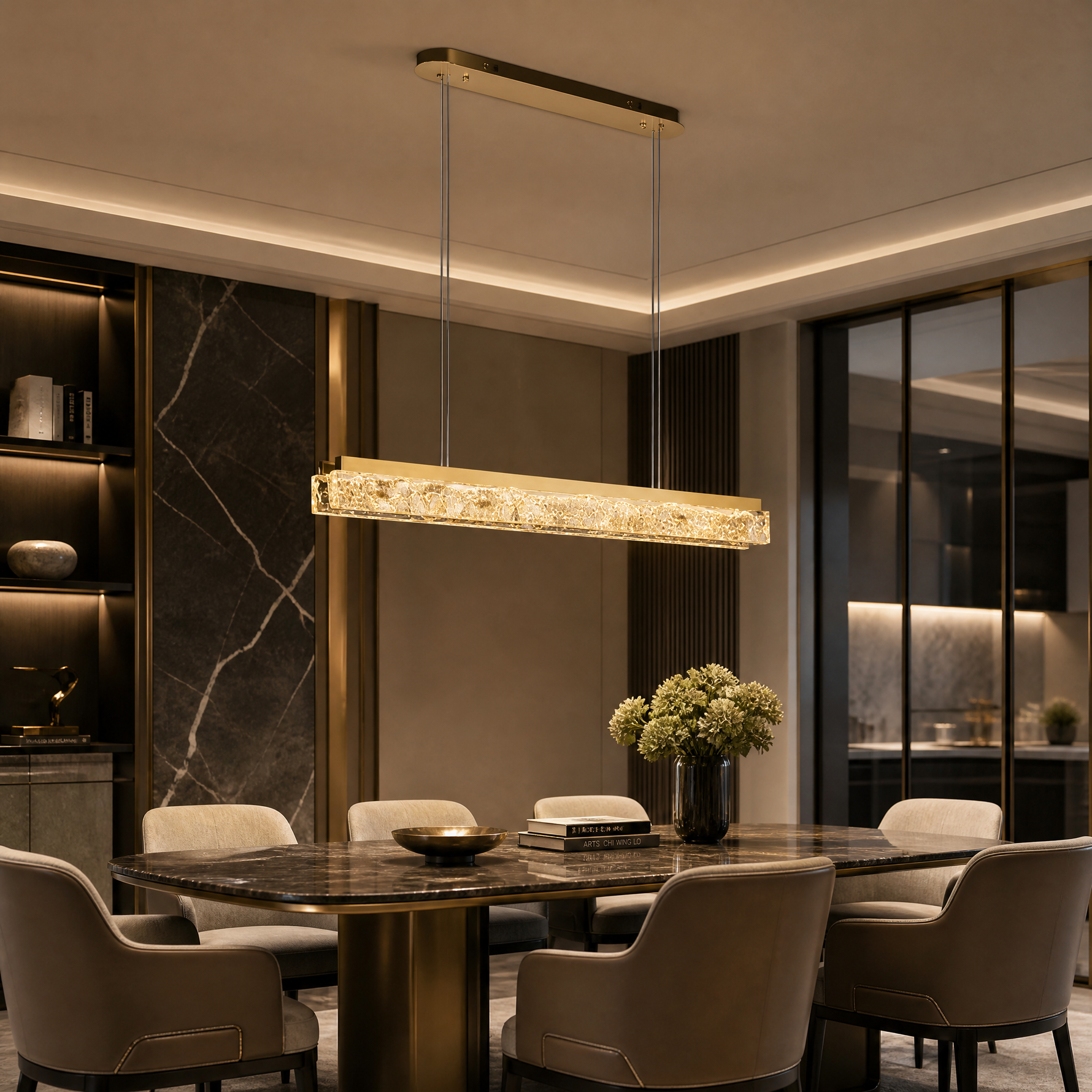 Ocean Star Modern Linear Dining Pendant Light - scene