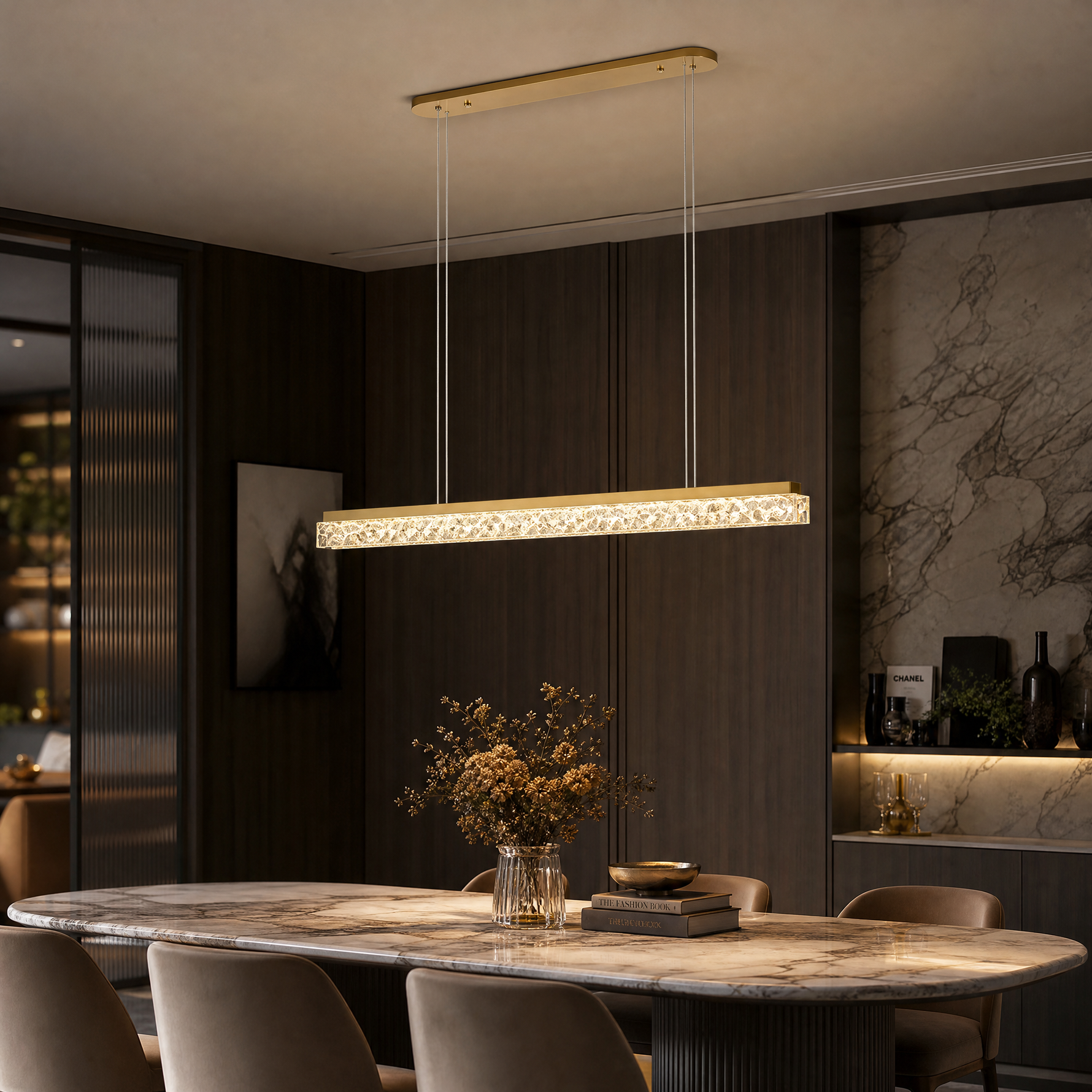 Ocean Star Modern Linear Dining Pendant Light - scene