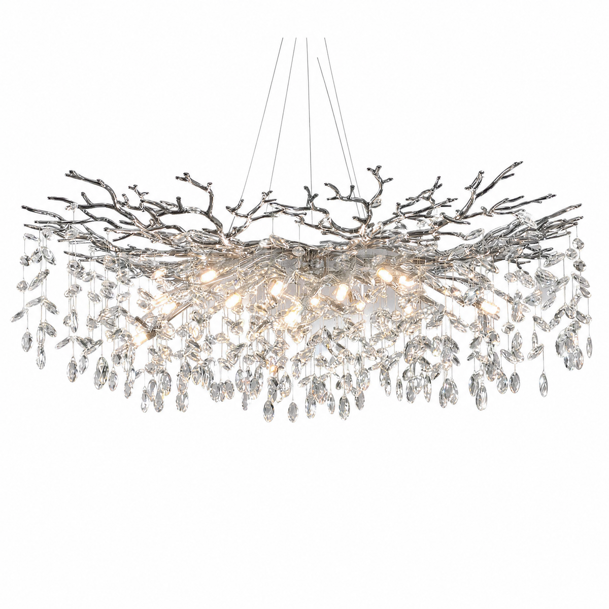 Octagonal Bead Pendant Light 1500 - Silver