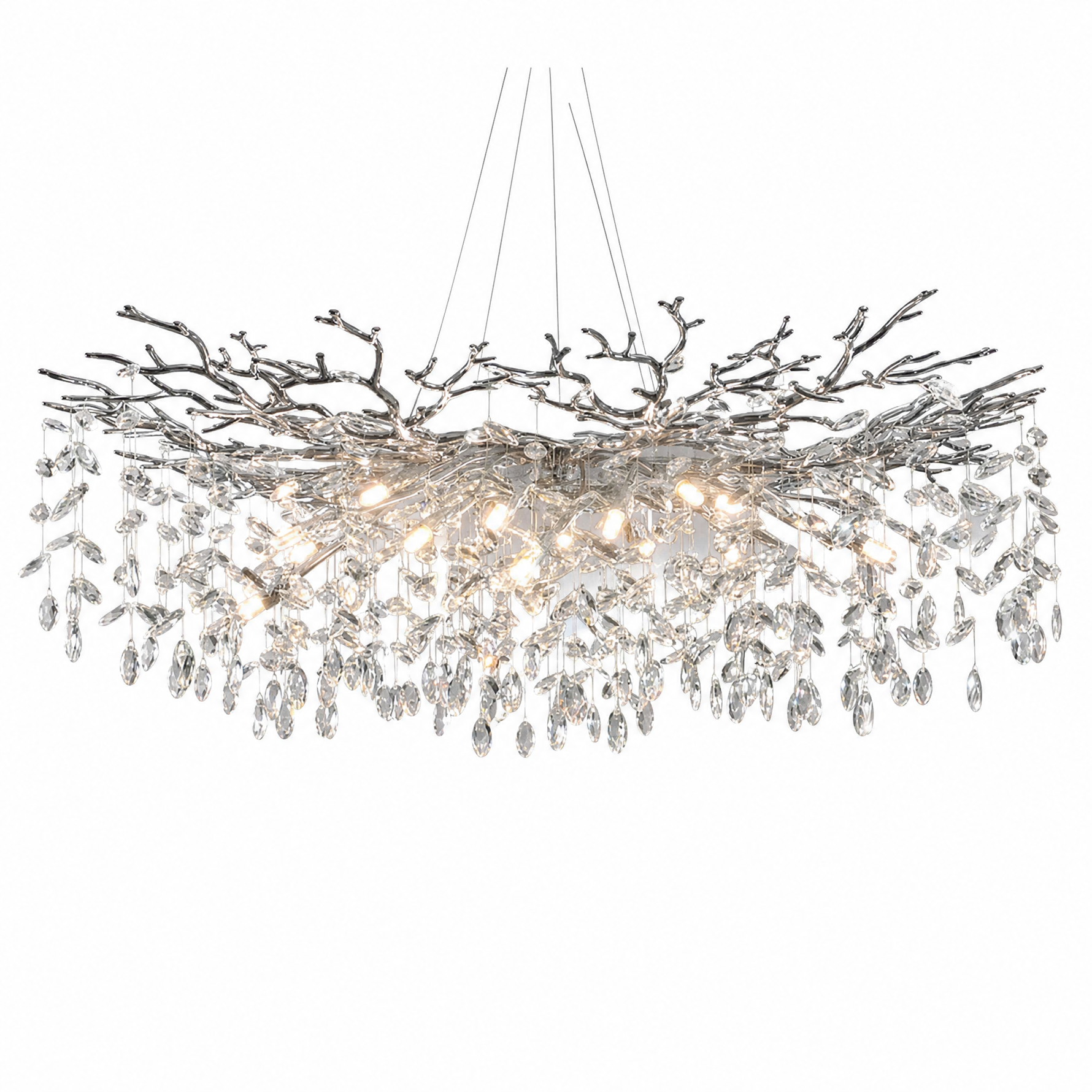Octagonal Bead Pendant Light 1500 - Silver