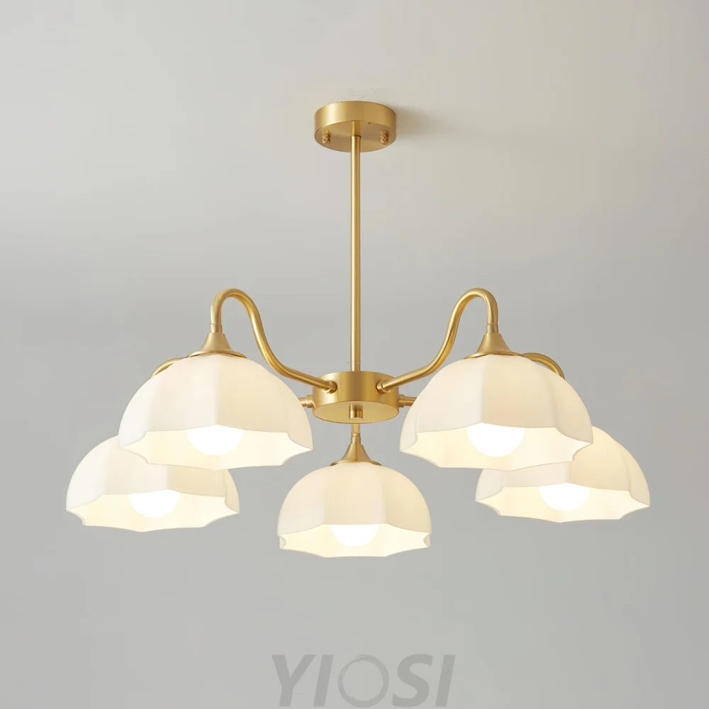 Octagonal Glass Bowl Chandelier with 3/5/8 heads - Bend, Marshmallow Chandelier-1-Yiosilamp