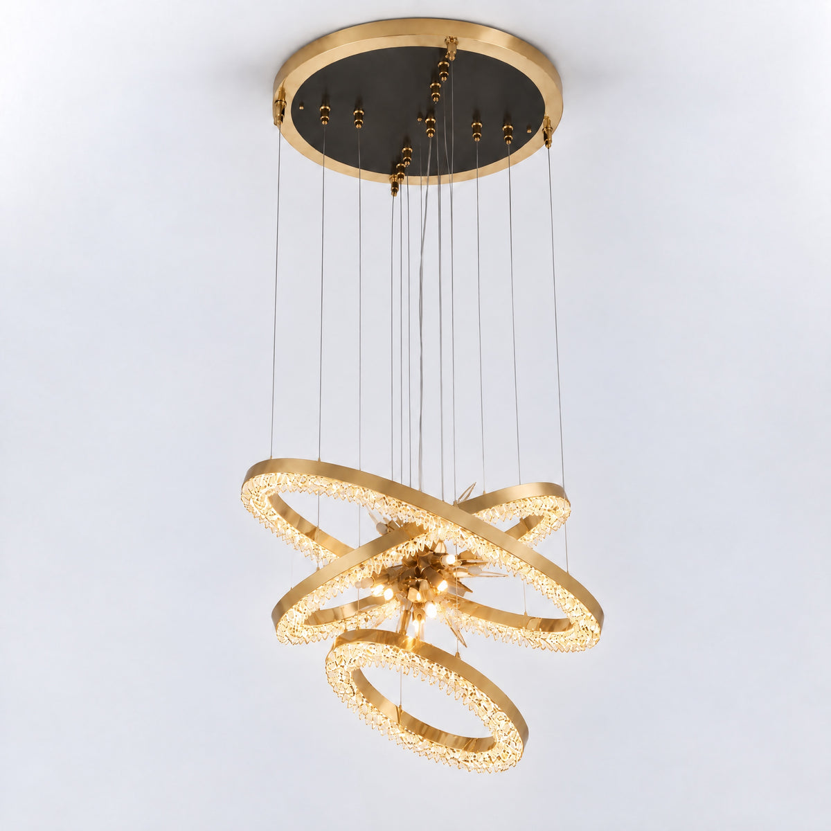 Octagonal Halo Chandelier – lights on