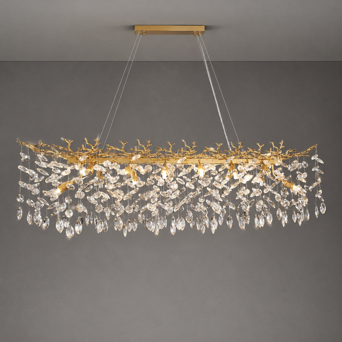Odalys Organic Modern Crystal Round Pendant Light