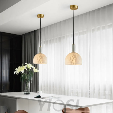 Oki Alabaster Bedside Pendant Light Chandelier