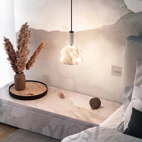 Oki Alabaster Bedside Pendant Light Chandelier