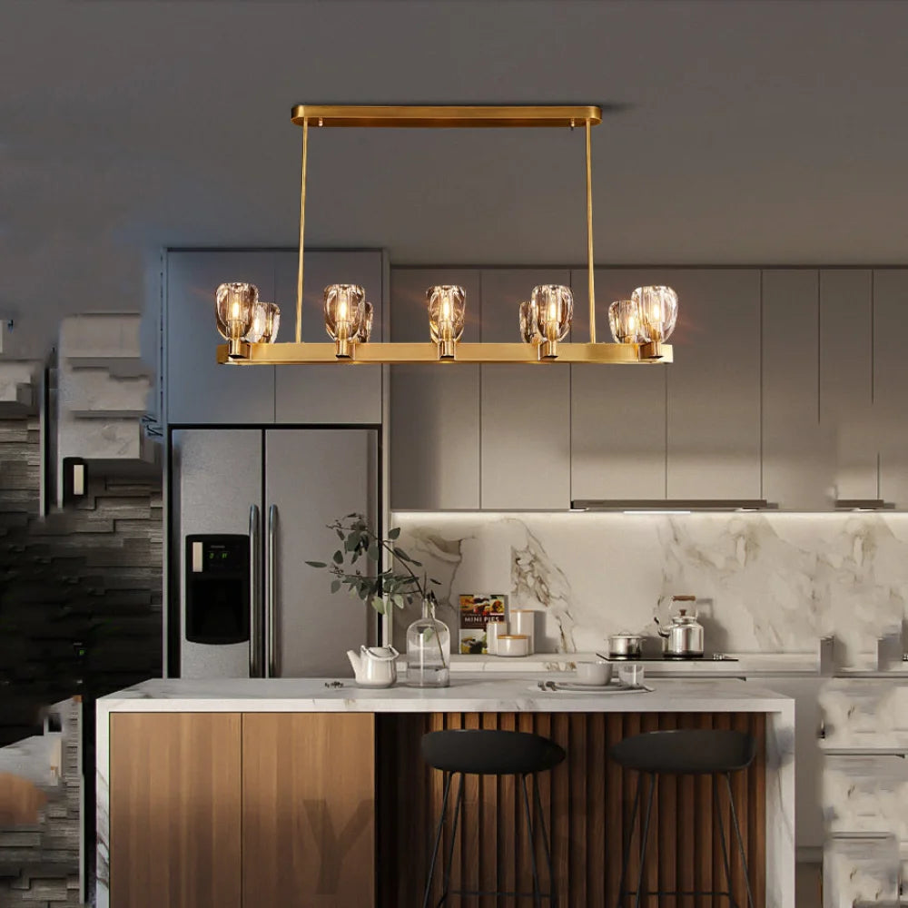 chandelier kitchen island