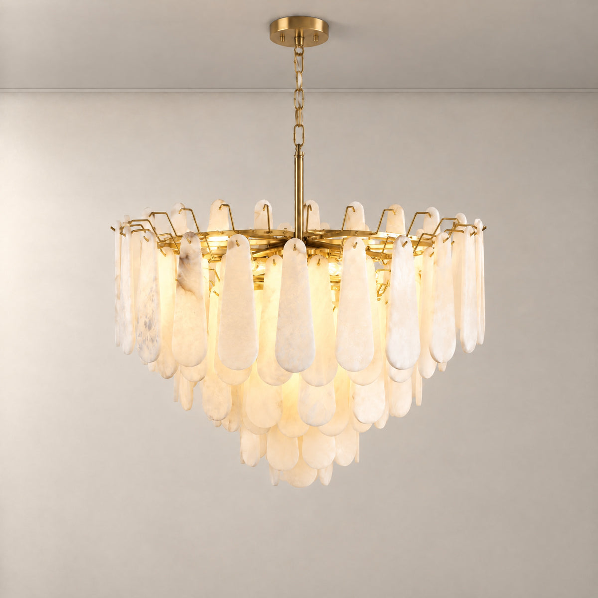 Olivia Modern Alabaster Feathery Chandelier