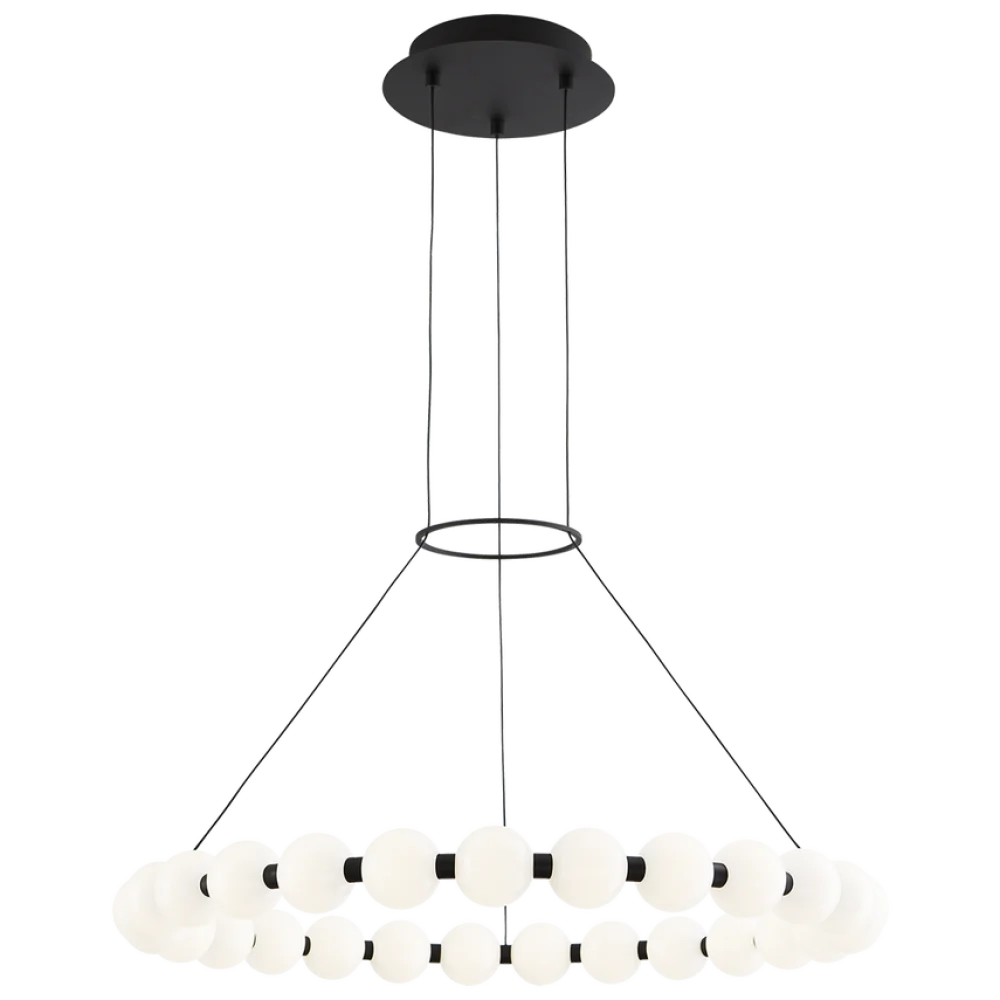 Orbet Modern Round Glass Chandelier 26’’ 30’’ For Living Room Dining Large / Black