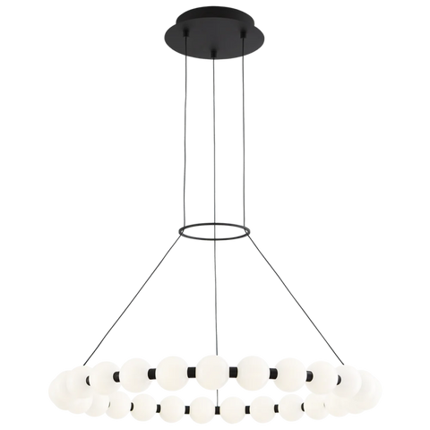 Orbet Modern Round Glass Chandelier 26’’ 30’’ For Living Room Dining Large / Black