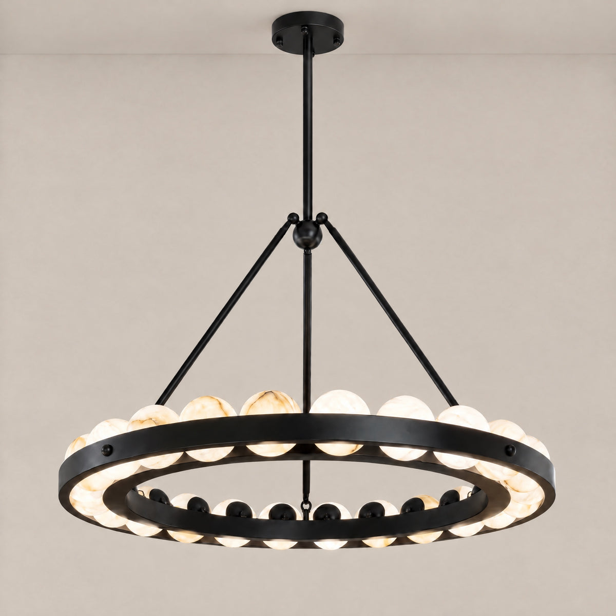 Orbita Modern Alabaster Round Chandelier