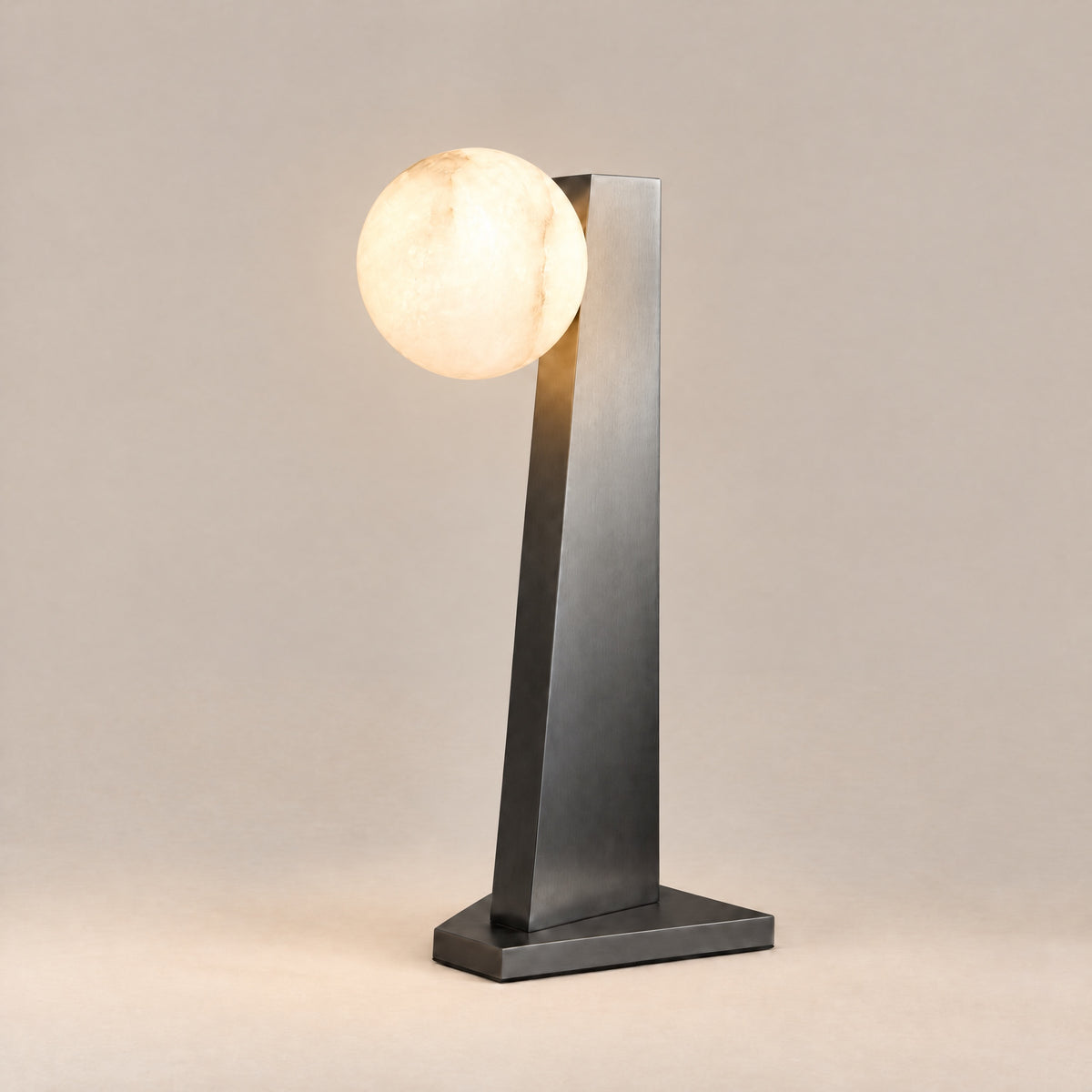 Orbita Modern Alabaster Table Lamp – lights on