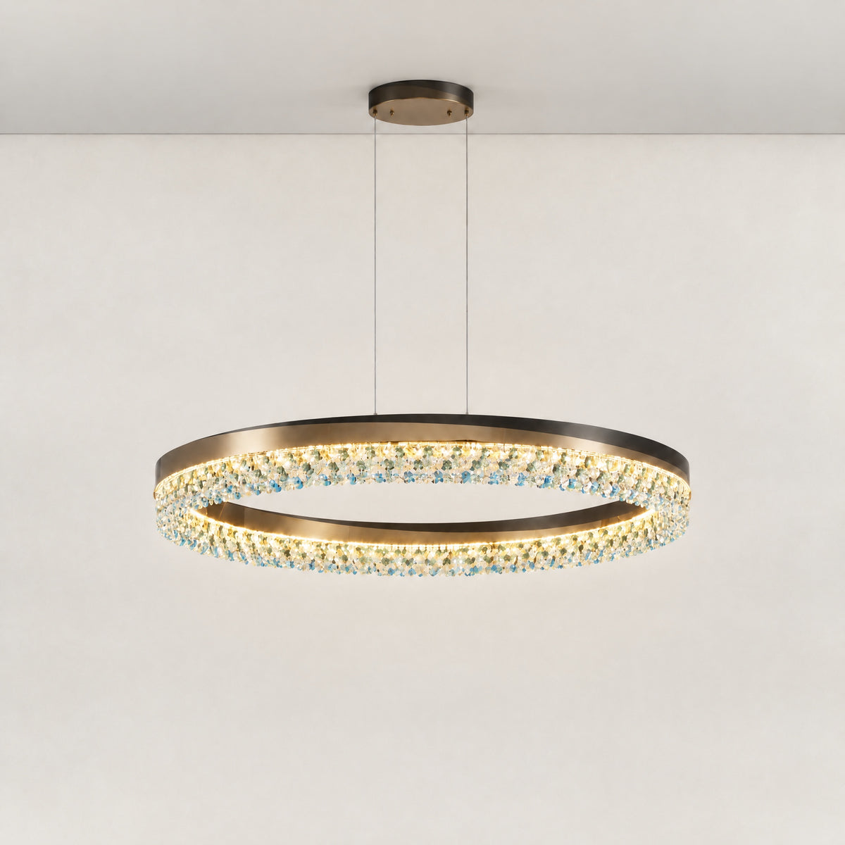Orion Ring Crystal Chandelier – lights on