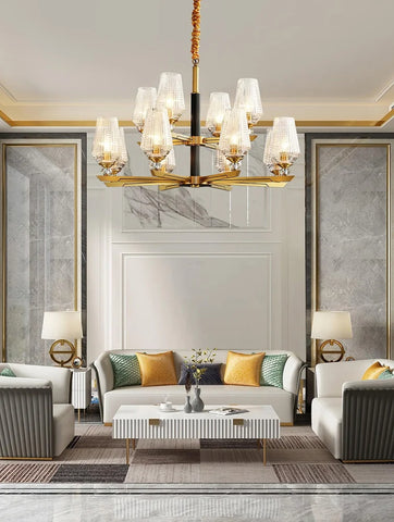 Orrefors Brass Chandelier Φ 25.2″ - Lucency-1-Yiosilamp