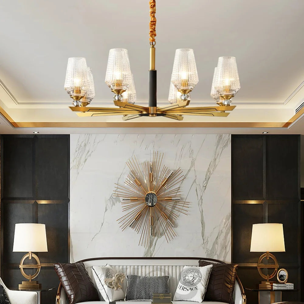 Orrefors Brass Chandelier Φ 25.2″ - Lucency-1-Yiosilamp