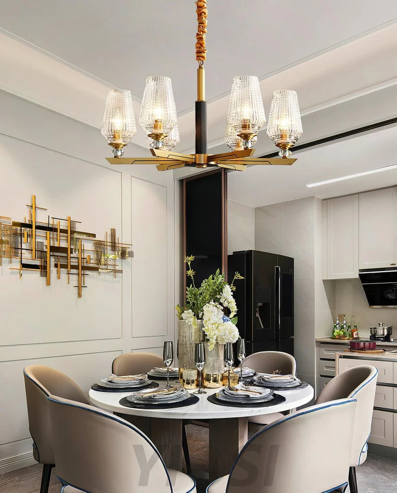 Orrefors Brass Chandelier Φ 25.2″ - Lucency-1-Yiosilamp